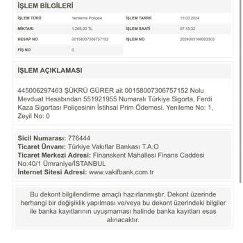 VakıfBank'ın Haberim Olmadan Sigorta Poliçelerini Tekrardan Çekilmesi