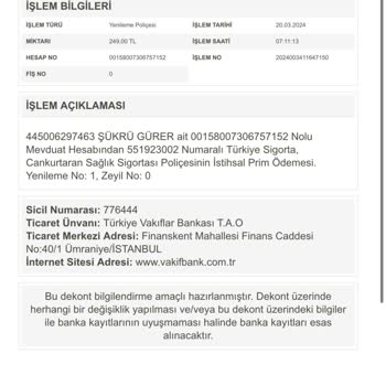 VakıfBank'ın Haberim Olmadan Sigorta Poliçelerini Tekrardan Çekilmesi