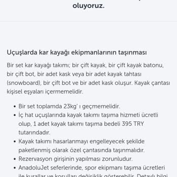 Türk Hava Yolları Kayak Taşıma