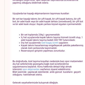 Türk Hava Yolları Kayak Taşıma