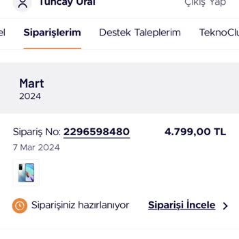 HB Bilişim Teknosa Cep Telefonumu Göndermiyor