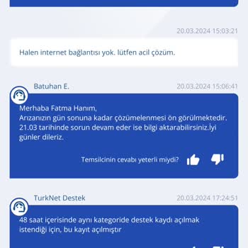 TurkNet İnternet Hizmeti Veremiyor.
