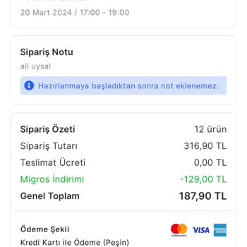 Migros Habersiz Bir Şekil De İptal Edilen Ürünler Ve Hesabıma Geçmeyen Ücret