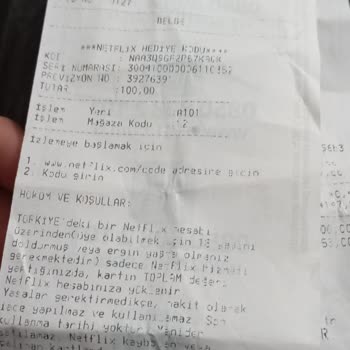 A101 Netflix Hediye Kart Cide Yazmaması