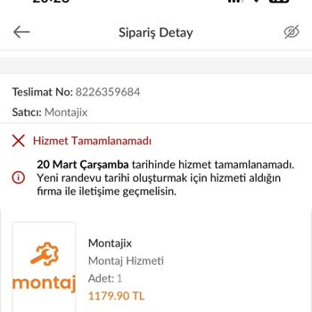 Trendyol'dan Ürünüme Ek Aldığım Montajix Montaj Hizmeti Yapılmadı.