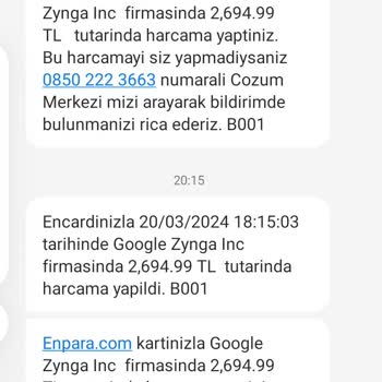 Zynga 100 Bin TL Zarar Ve İzinsiz Para Çekimi