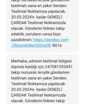 (Arçelik) Sendeo Kargo İle Gelmeden İade Olan Ürün