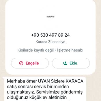 Karaca Züccaciye Karaca'dan Şikayetçiyim. Acil Çözüm.