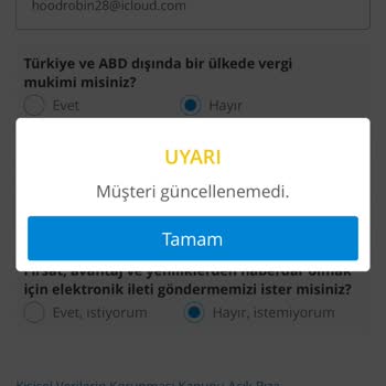 Denizbank Müşteri Güncellenemedi Hatası