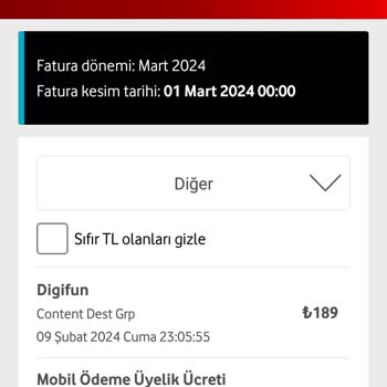 Vodafone Habersiz Digifun Üyelik Şikayeti