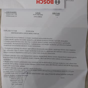 3 Ay Önce Aldığım Bosch Kurutma Makinesi Hala Teslim Edilmedi