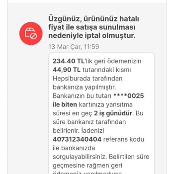 Hepsiburada Hatalı Fiyat Sonrası Ürün İptali