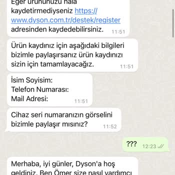 Dyson Müşteri Hizmetleri Geç Dönmesi Ürünün Kalitesizliği