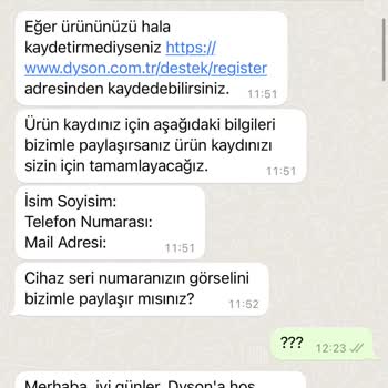 Dyson Müşteri Hizmetleri Geç Dönmesi Ürünün Kalitesizliği