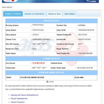 Aras Kargo Teslim Almamama Rağmen Teslim Edildi Olarak Bildirim Geldi