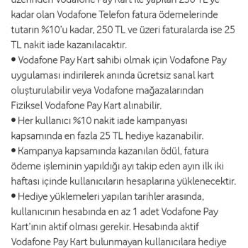 Vodafone Pay Fatura Kampanyasından Kazanılan Ücreti İade Etmiyor
