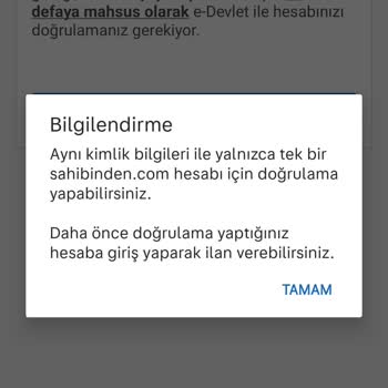 Sahibinden E-devlet Doğrulaması Eski Hesabımdan Silinsin Lütfen Yardımcı Olun
