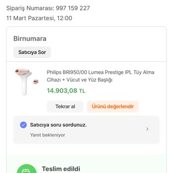 Hepsiburada Birnumara Satıcısı Parayı Aldılar Ürünü Göndermiyorlar