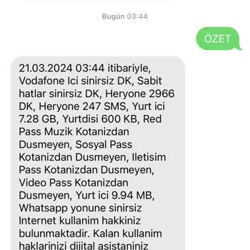 Vodafone İnternetim Olmasına Rağmen Faturama Para Yansıtıyor