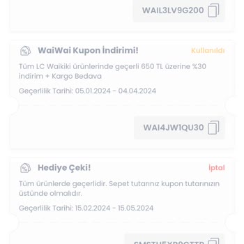LC Waikiki Bana Özel Hediye Çeki Tanımlayıp SKT'si Gelmeden Çeki İptal Etmiş