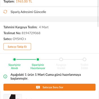 Trendyol'dan Alınan Ürünün Ulaşmaması Ve İptal Edilmemesi