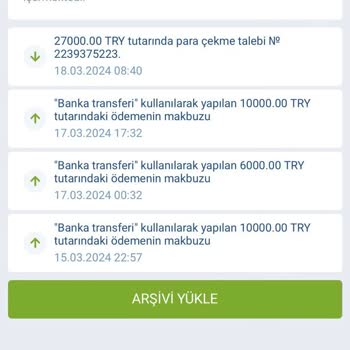 27.000 TL Çekim İşlemi 1xbet Gelmedi.