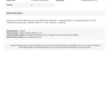 VakıfBank Yurt Dışı İnternet Harcama