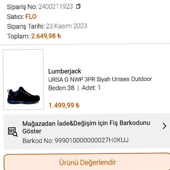 FLO Ayakkabı FLO 'dan Aldığımız Lumberjack Marka Ayakkabının İade Talebi Reddedildi