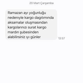 Mardin Sürat Kargo Kargo Getirmemesi Genelde Olduğu Gibi