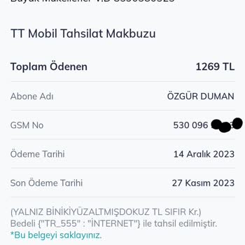 Türk Telekom Mobil Ödeme Limit Sorunu