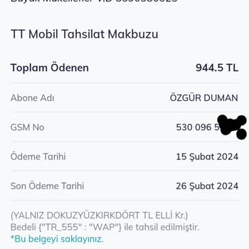Türk Telekom Mobil Ödeme Limit Sorunu