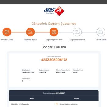 Aras Kargo Eskikent Şubesi Ürün Teslim Etmiyor