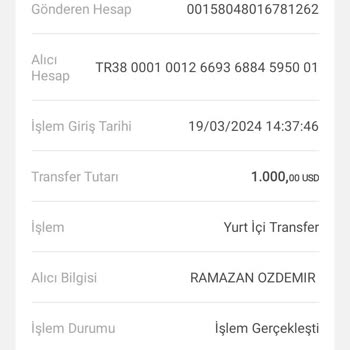 VakıfBank 1000 Dolar Para Transferi İadesi
