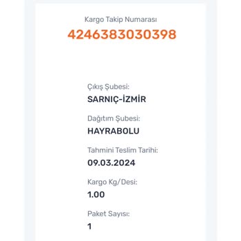Aras Kargo Kargo Gelmedi Şikayetçiyim