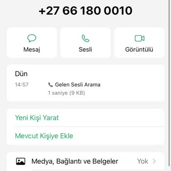 WhatsApp'dan Gelen Yabancı Numaralı Şüpheli Aramalar (‪+27 661800010‬)
