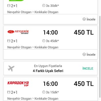 Kapadokya Vip Turizm Otobüs Bilet Fiyatları