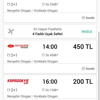 Kapadokya Vip Turizm Otobüs Bilet Fiyatları