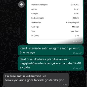 Ersa Saat Casio G Shock Saate Garantili Ürüne Servis Ücreti İstiyor