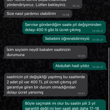 Ersa Saat Casio G Shock Saate Garantili Ürüne Servis Ücreti İstiyor