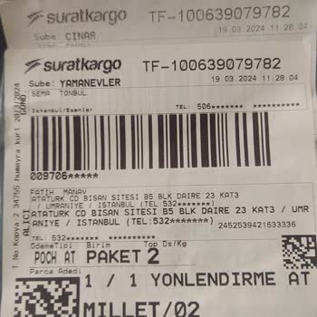 Sürat Kargo Teslim Etmek İstemedikleri Kargo