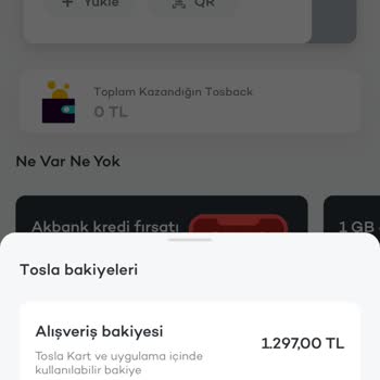 Tosla Alışveriş Bakiyesi Kullanılmıyor