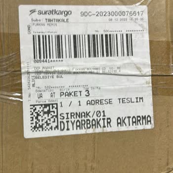 Sürat Kargo Kargoları Açıp İçinden Ürün Çalıyor.