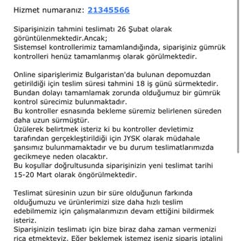 Jysk Web Sitesi Ürün Teslimatı Yapmıyor!