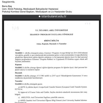 İstanbul Arel Üniversitesi AREL Üniversitesi Erasmus Birimi YÖKDİL Belgemi Kabul Etmiyor