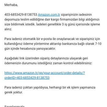 Amazon İade Ücretimi Yatırmadı