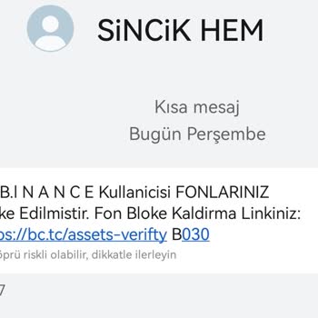 Olmayan Hesap Binance Firması "hesap Bloke Kaldırma" Sahte SMS
