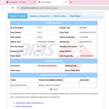 Aras Kargo Sahil Şubesi Hiçbir Gönderimi Dağıtıma Çıkarmıyor