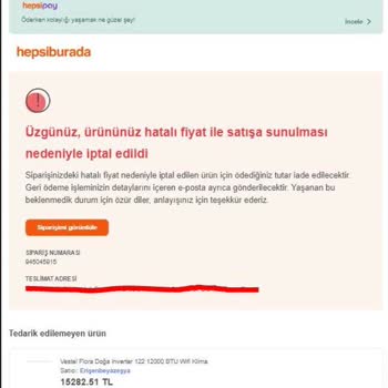 Hepsiburada Hatalı Fiyat Sebebiyle Haksız Ve Hukuksuz Sipariş İptali