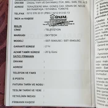 Skytech TV Ekran Hasarı Ve Servis Sorunu