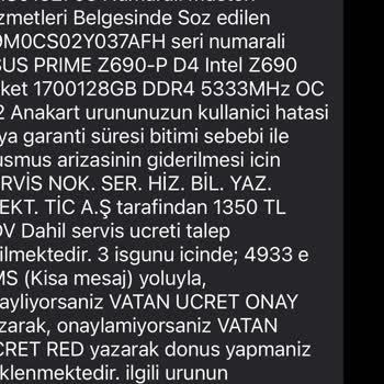Vatan Bilgisayar Garanti Ve Servis Mağduru
